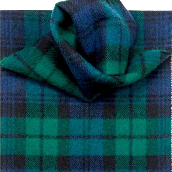 New 100% Cashmere Scarf plaid blue green - Picture 2 of 6